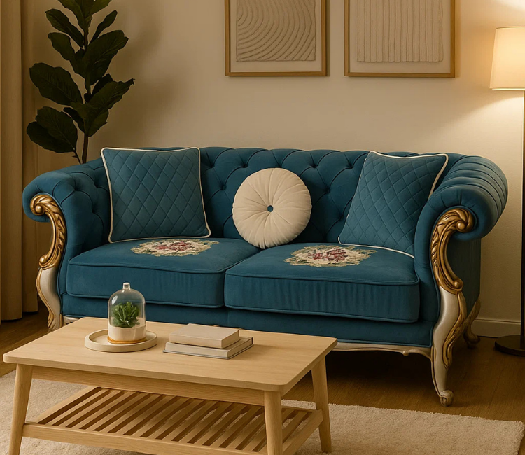 Carolina 2  Seater Teak wood Carving sofa